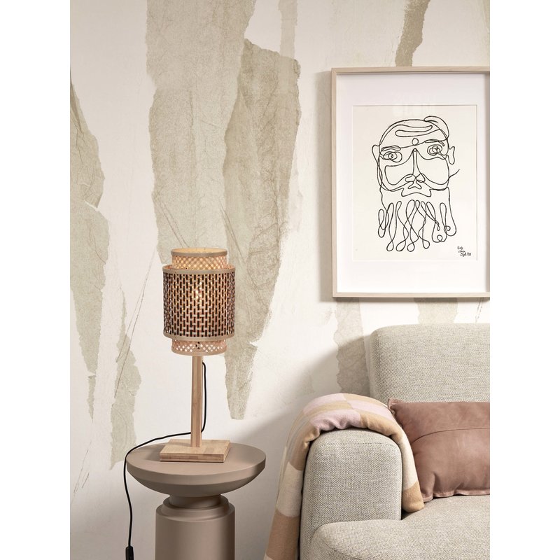 Good&Mojo-collectie Table lamp Bhutan bamboo nat. h.45cm/shade tube 18x25cm bl/nat.