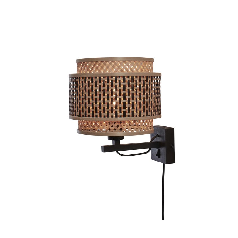 Good&Mojo-collectie Wandlamp Bhutan zwart bamboe zwart/naturel