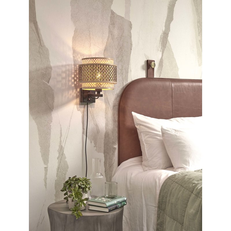 Good&Mojo-collectie Wandlamp Bhutan zwart bamboe zwart/naturel