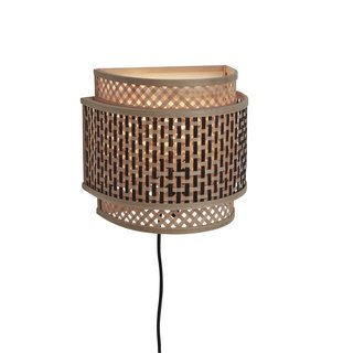 Good&Mojo Wall lamp Bhutan bamboo/round half 24xh.21cm black/natural. S