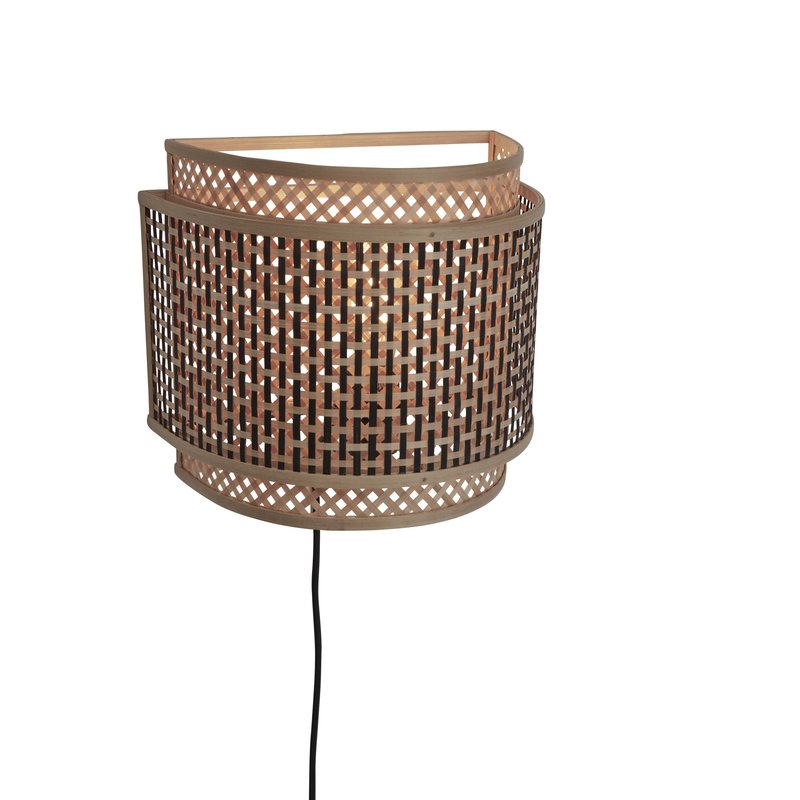 Good&Mojo-collectie Wall lamp Bhutan bamboo/round half 32xh.27cm black/natural. L