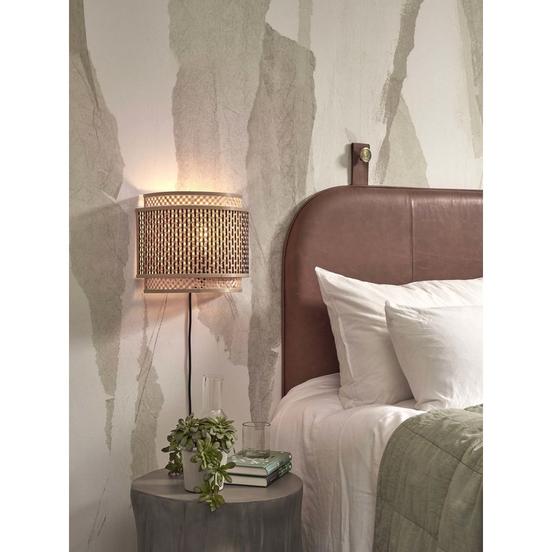 Good&Mojo-collectie Wall lamp Bhutan bamboo/round half 32xh.27cm black/natural. L