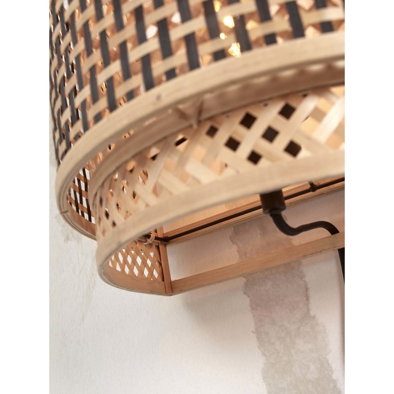 Good&Mojo-collectie Wall lamp Bhutan bamboo/round half 32xh.27cm black/natural. L