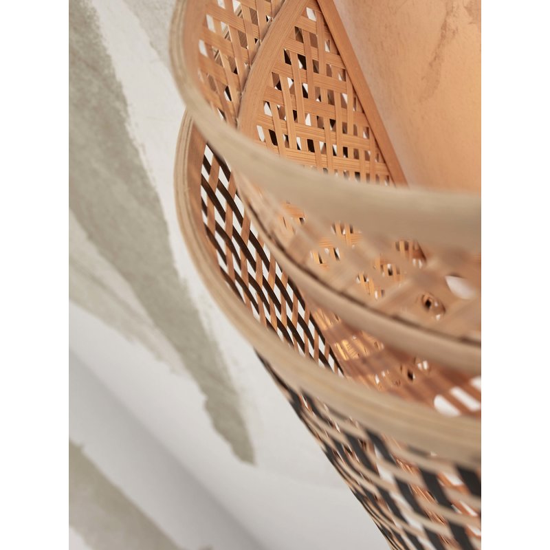 Good&Mojo-collectie Wall lamp Bhutan bamboo/round half 32xh.27cm black/natural. L
