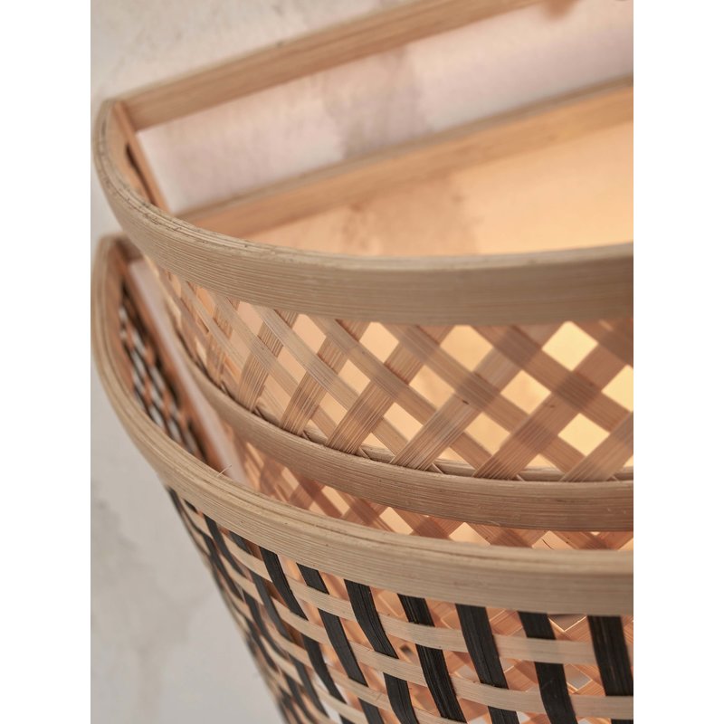 Good&Mojo-collectie Wall lamp Bhutan bamboo/round half 32xh.27cm black/natural. L