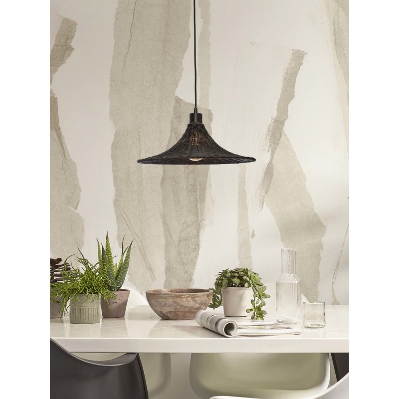 Good&Mojo-collectie Hanging lamp Borabora rattan dia.40xh.12cm S. black