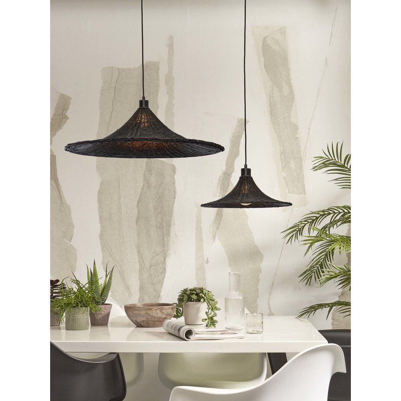 Good&Mojo-collectie Hanging lamp Borabora rattan dia.70xh.20cm L. black