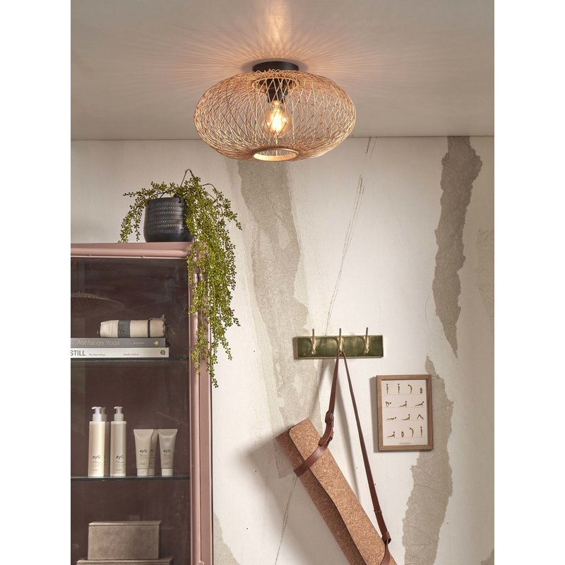 Good&Mojo-collectie Ceiling lamp Cango bamboo ellipse S/shade dia.40xh.12cm. natural