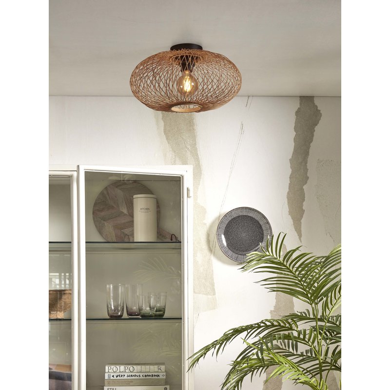 Good&Mojo-collectie Ceiling lamp Cango bamboo ellipse S/shade dia.40xh.12cm. natural