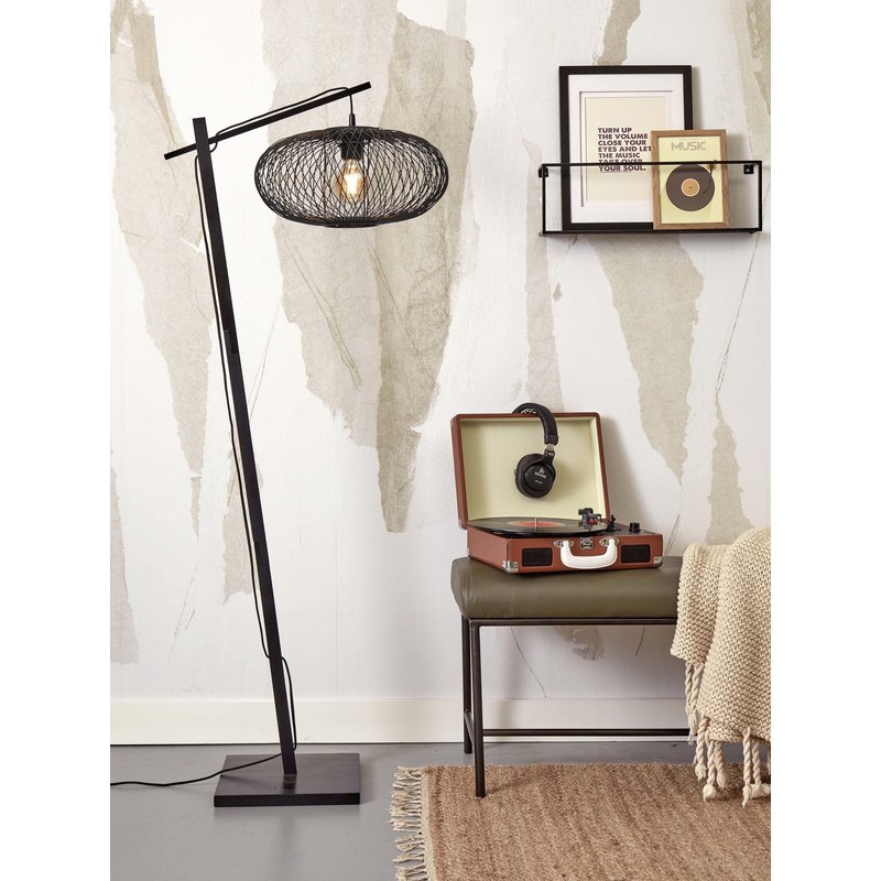 Good&Mojo-collectie Vloerlamp Cango bamboe zwart/zwart S
