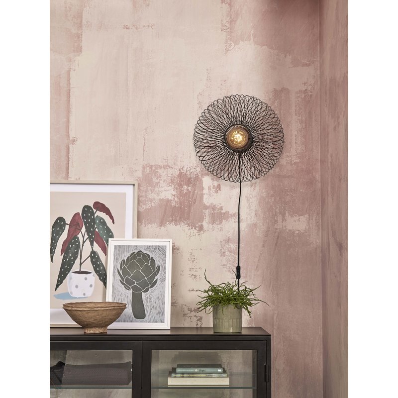 Good&Mojo-collectie Wall lamp Cango bamboo ellipse S dia.40x20cm. black