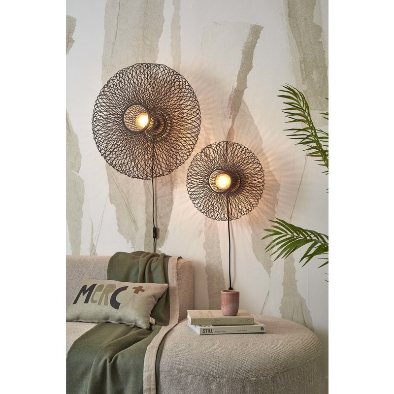 Good&Mojo-collectie Wall lamp Cango bamboo ellipse S dia.40x20cm. black
