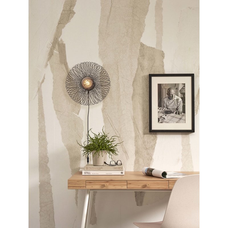 Good&Mojo-collectie Wall lamp Cango bamboo ellipse S dia.40x20cm. black