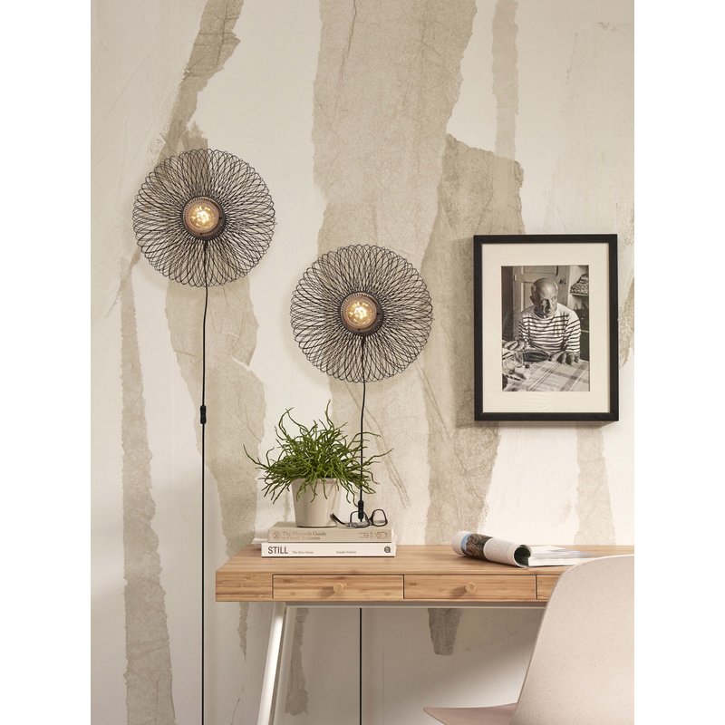 Good&Mojo-collectie Wall lamp Cango bamboo ellipse S dia.40x20cm. black