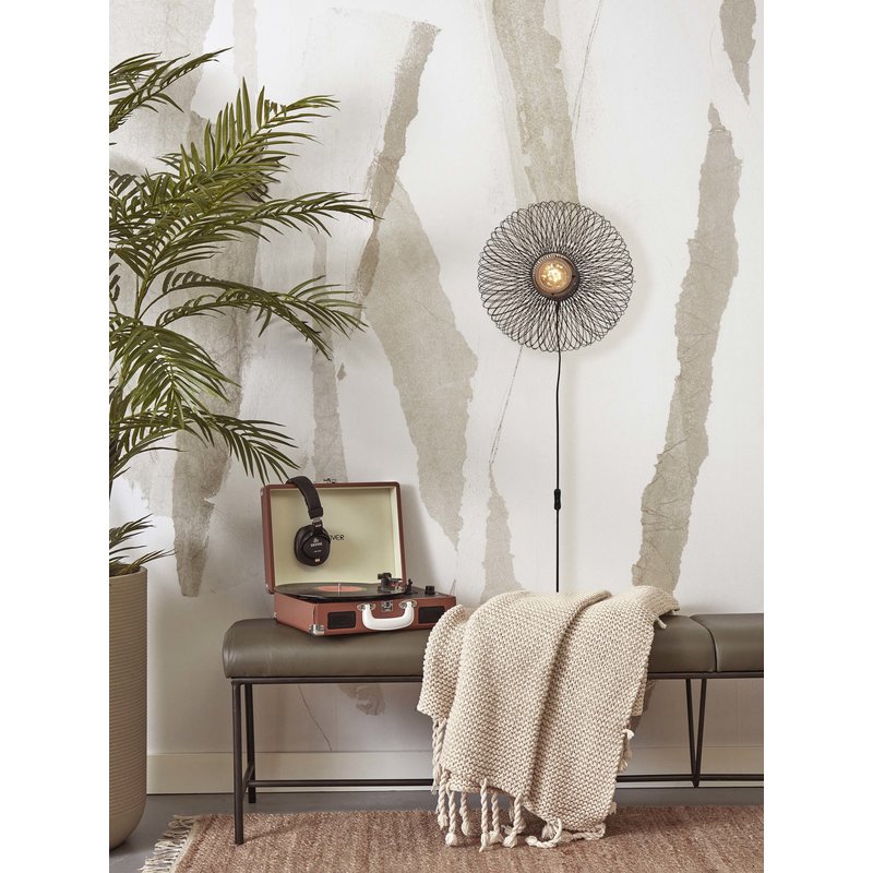 Good&Mojo-collectie Wall lamp Cango bamboo ellipse S dia.40x20cm. black
