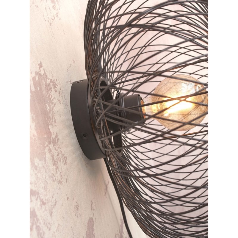Good&Mojo-collectie Wall lamp Cango bamboo ellipse S dia.40x20cm. black