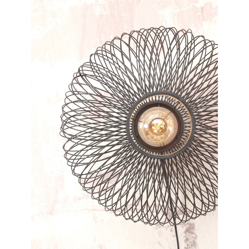 Good&Mojo-collectie Wall lamp Cango bamboo ellipse S dia.40x20cm. black