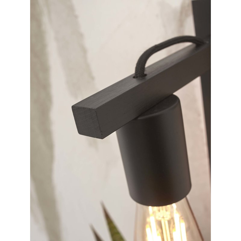 Good&Mojo-collectie Wall lamp Flores bamboo h.52cm/shelf 30x18cm. black