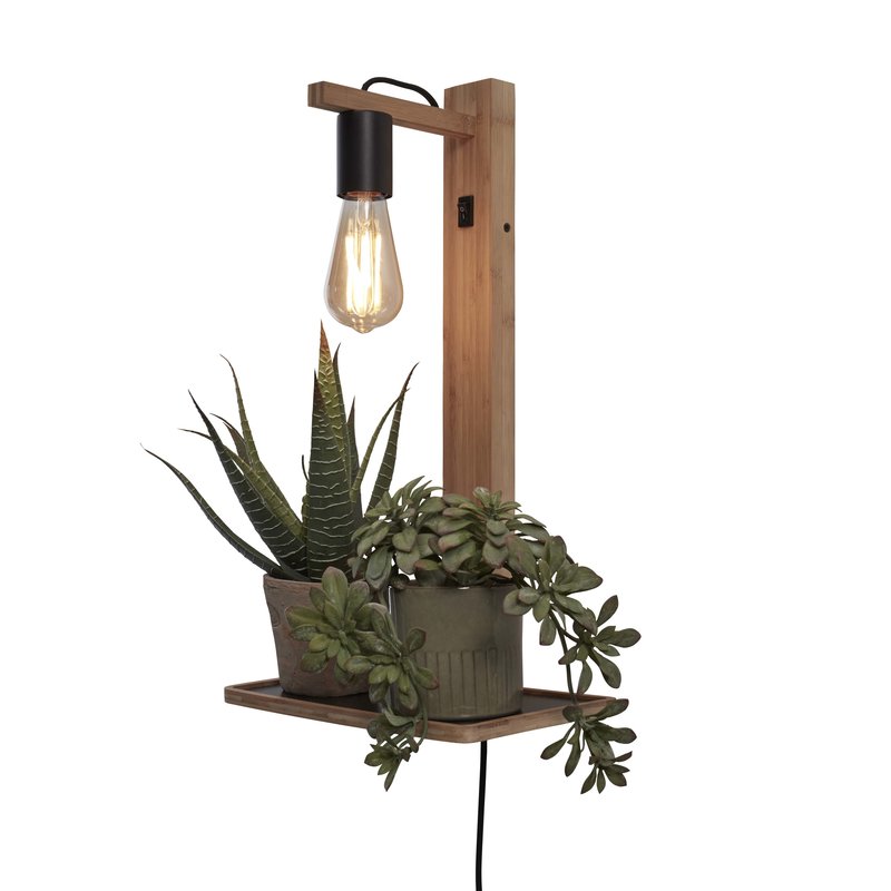 Good&Mojo-collectie Wall lamp Flores bamboo h.52cm/shelf 30x18cm. natural