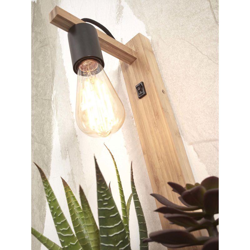 Good&Mojo-collectie Wall lamp Flores bamboo h.52cm/shelf 30x18cm. natural