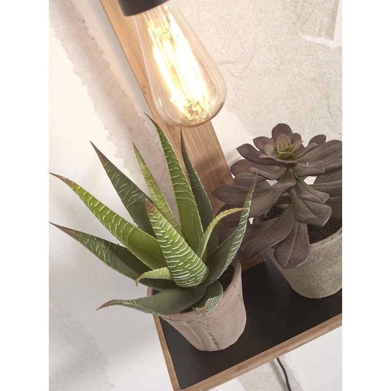 Good&Mojo-collectie Wall lamp Flores bamboo h.52cm/shelf 30x18cm. natural