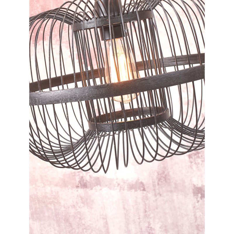Good&Mojo-collectie Ceiling lamp Hokkaido bamboo h.28xdia.38cm. black