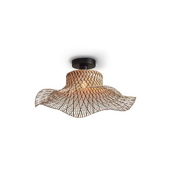 Good&Mojo Ceiling lamp Ibiza bamboo wavy dia.50xh.15cm black/natural. S