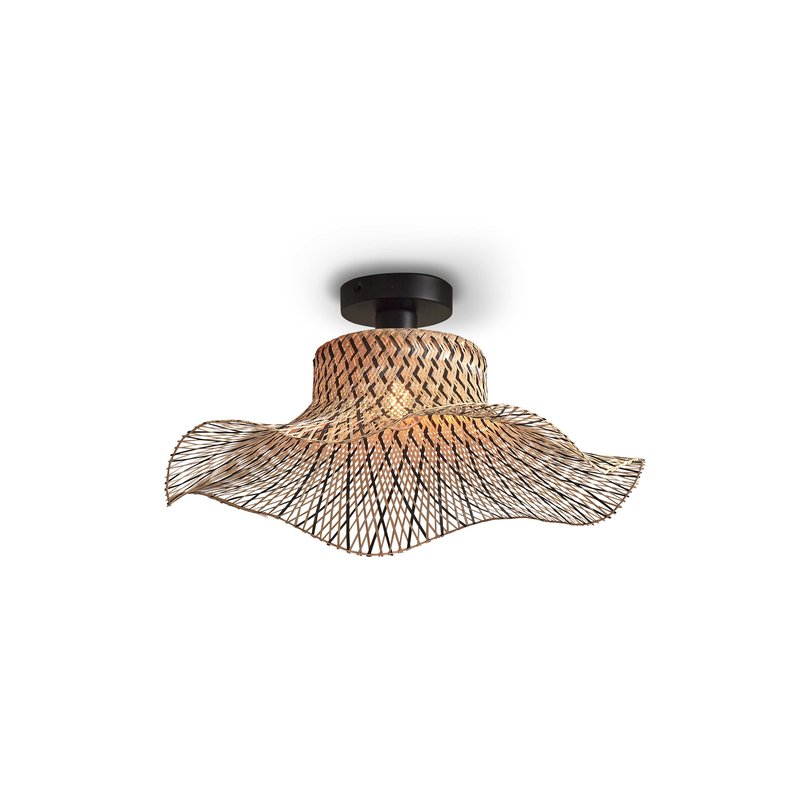 Good&Mojo-collectie Ceiling lamp Ibiza bamboo wavy dia.50xh.15cm black/natural. S