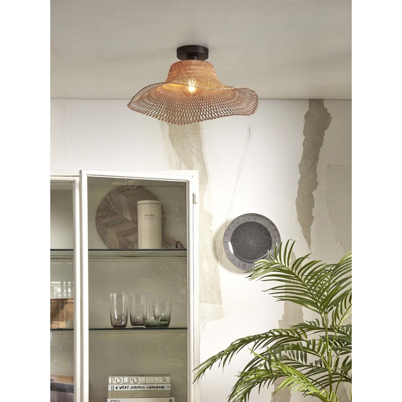 Good&Mojo-collectie Ceiling lamp Ibiza bamboo wavy dia.50xh.15cm natural. S