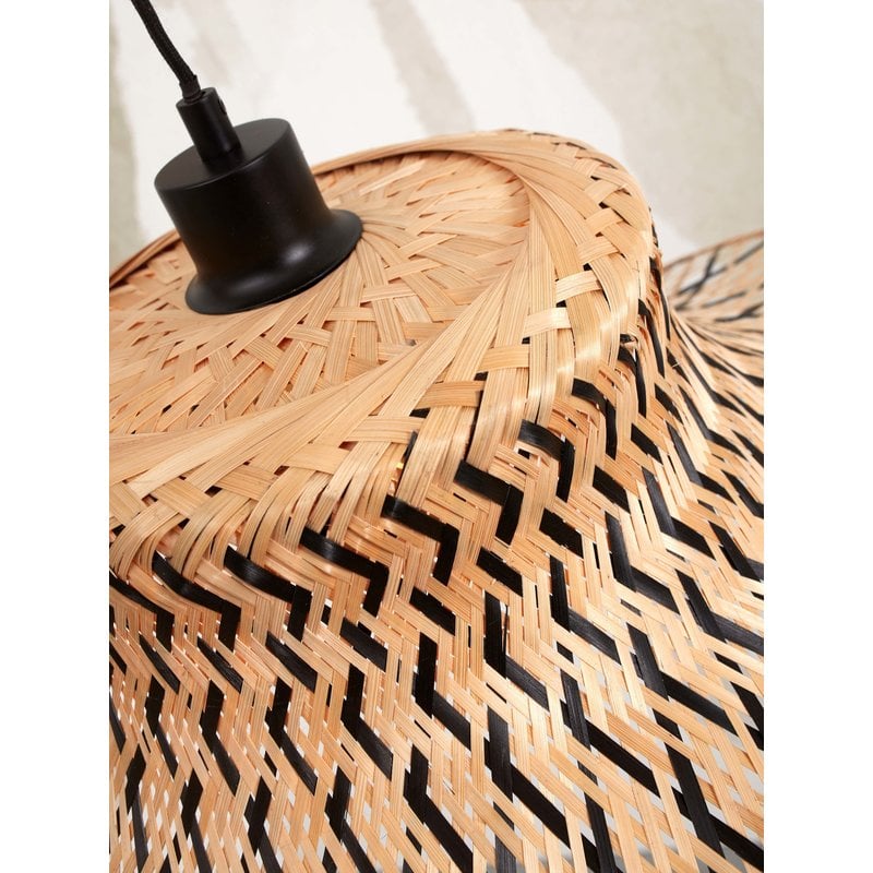 Good&Mojo-collectie Vloerlamp Ibiza wavy bamboe zwart/naturel L