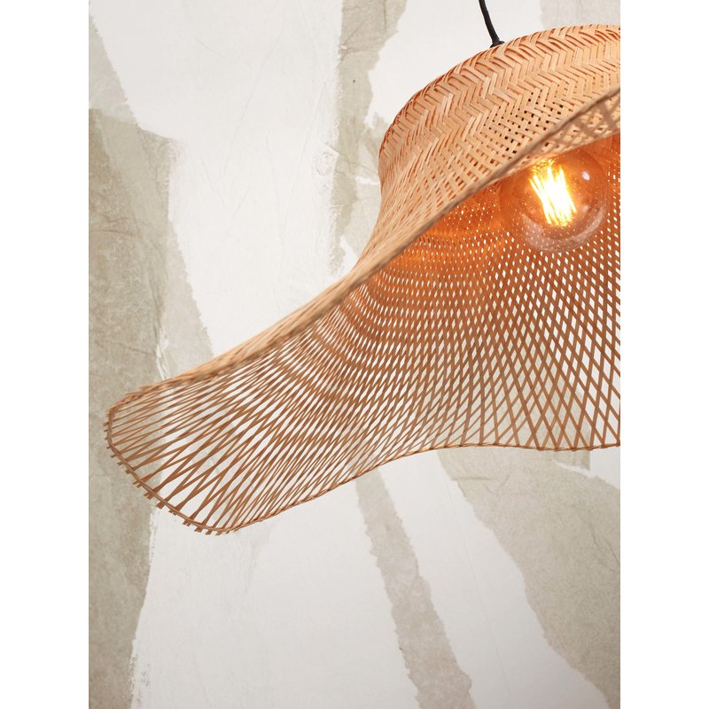 Good&Mojo-collectie Vloerlamp Ibiza wavy bamboe naturel/naturel L