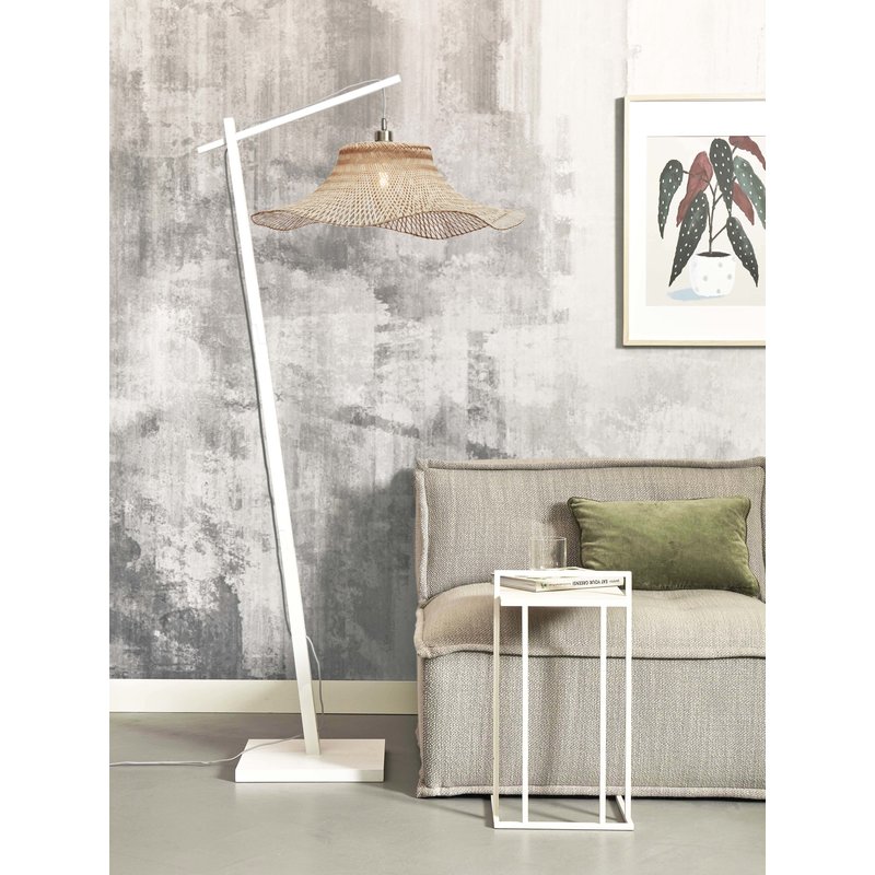 Good&Mojo-collectie Floor lamp Ibiza L bamboo wavy white h.176cm/shade 65x20cm. nat.