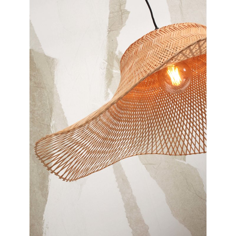 Good&Mojo-collectie Floor lamp Ibiza L bamboo wavy white h.176cm/shade 65x20cm. nat.