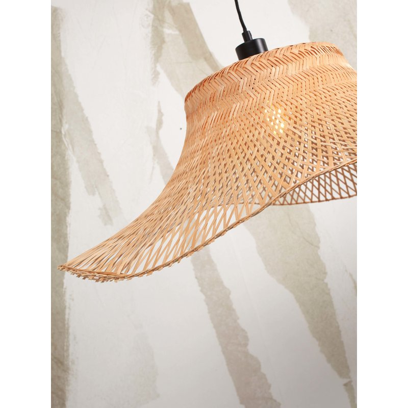 Good&Mojo-collectie Floor lamp Ibiza L bamboo wavy white h.176cm/shade 65x20cm. nat.
