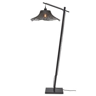 Good&Mojo Vloerlamp Ibiza wavy bamboe zwart/zwart S