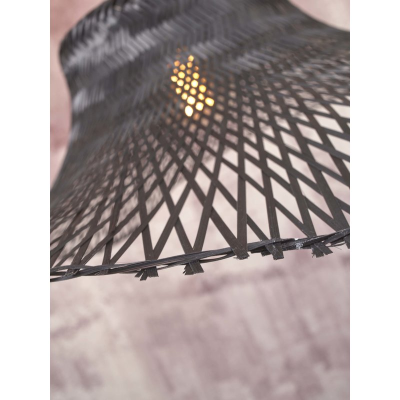 Good&Mojo-collectie Vloerlamp Ibiza wavy bamboe zwart/zwart S