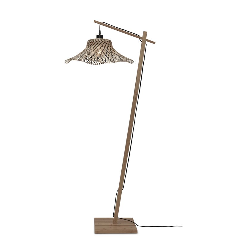 Good&Mojo-collectie Vloerlamp Ibiza wavy bamboe zwart/naturel S