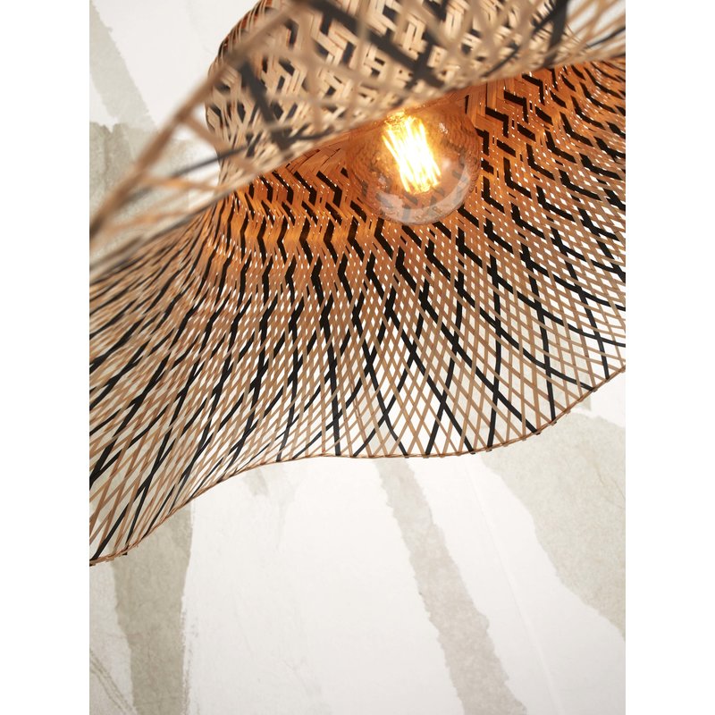 Good&Mojo-collectie Vloerlamp Ibiza wavy bamboe zwart/naturel S