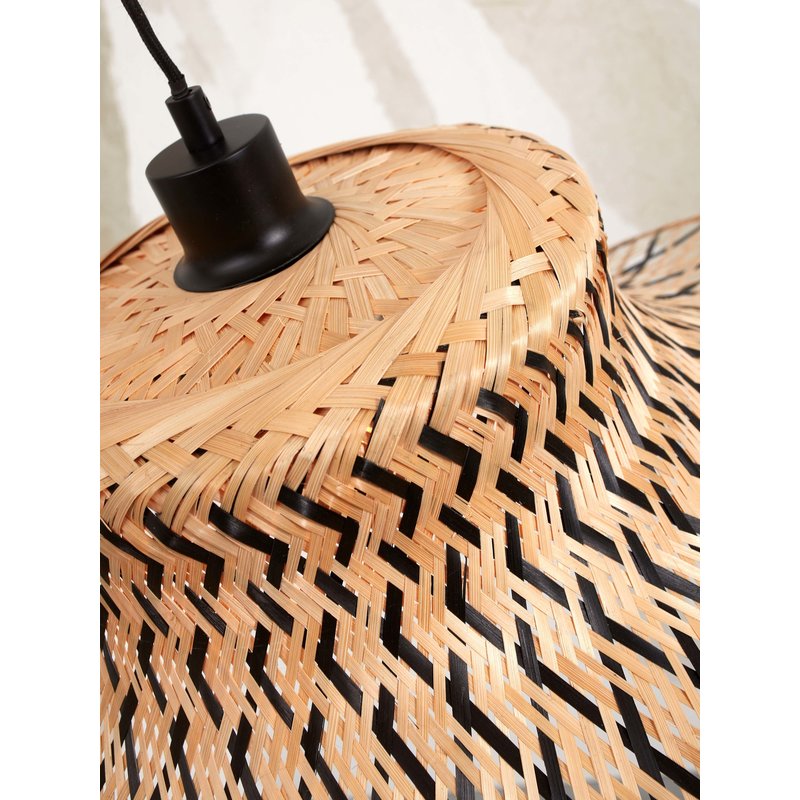 Good&Mojo-collectie Floor lamp Ibiza S bamboo wavy nat. h.150cm/shade 50x15cm. bl/nat.