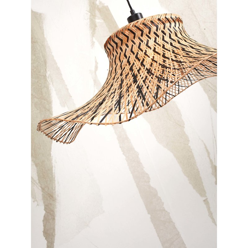 Good&Mojo-collectie Vloerlamp Ibiza wavy bamboe zwart/naturel S