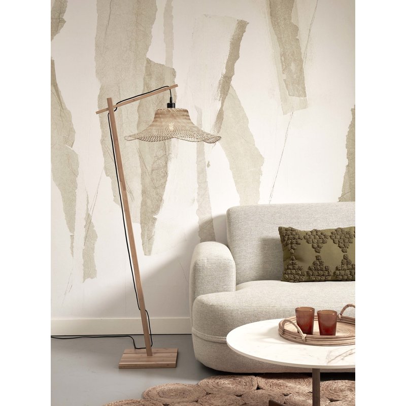 Good&Mojo-collectie Vloerlamp Ibiza wavy bamboe naturel/naturel S