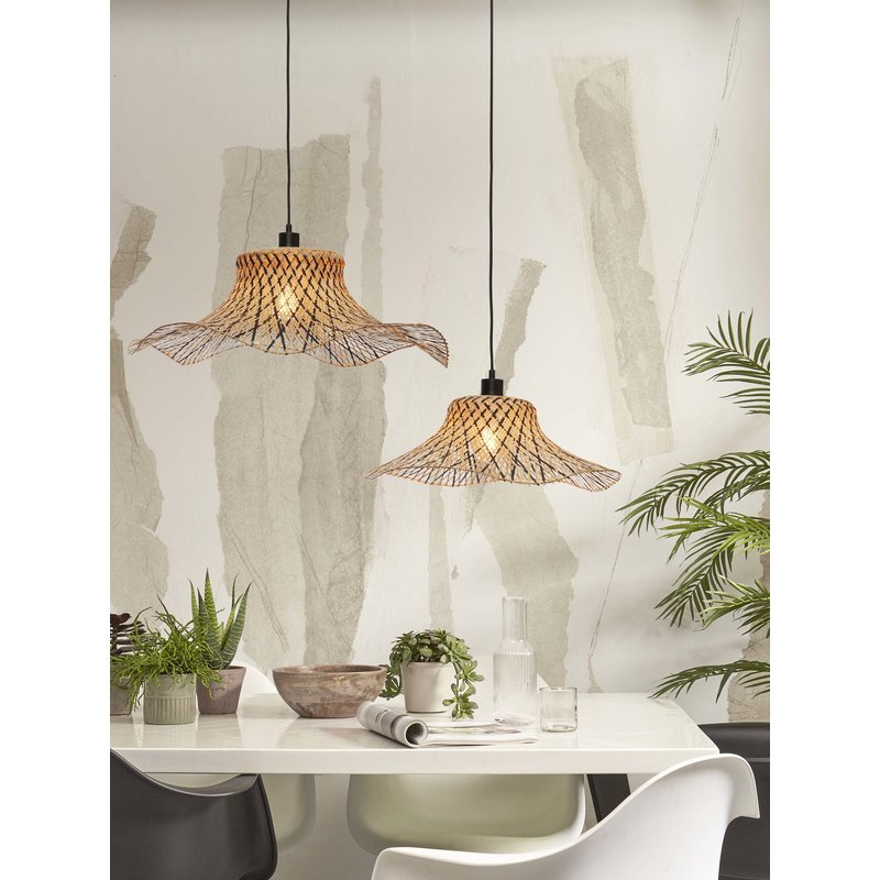 Good&Mojo-collectie Hanglamp Ibiza wavy bamboe zwart/naturel S