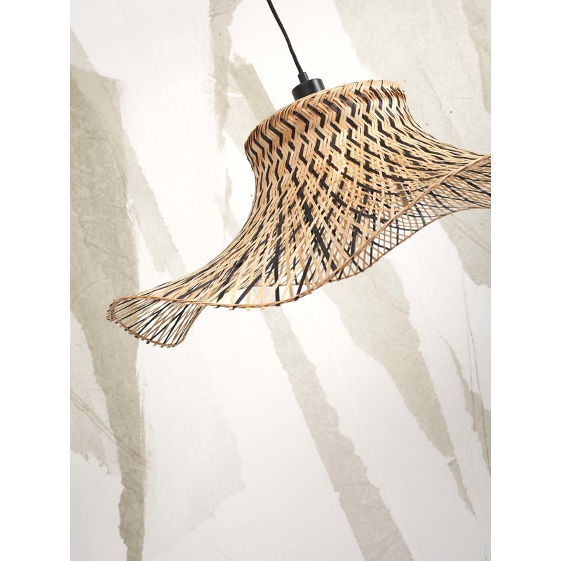 Good&Mojo-collectie Hanglamp Ibiza wavy bamboe zwart/naturel S