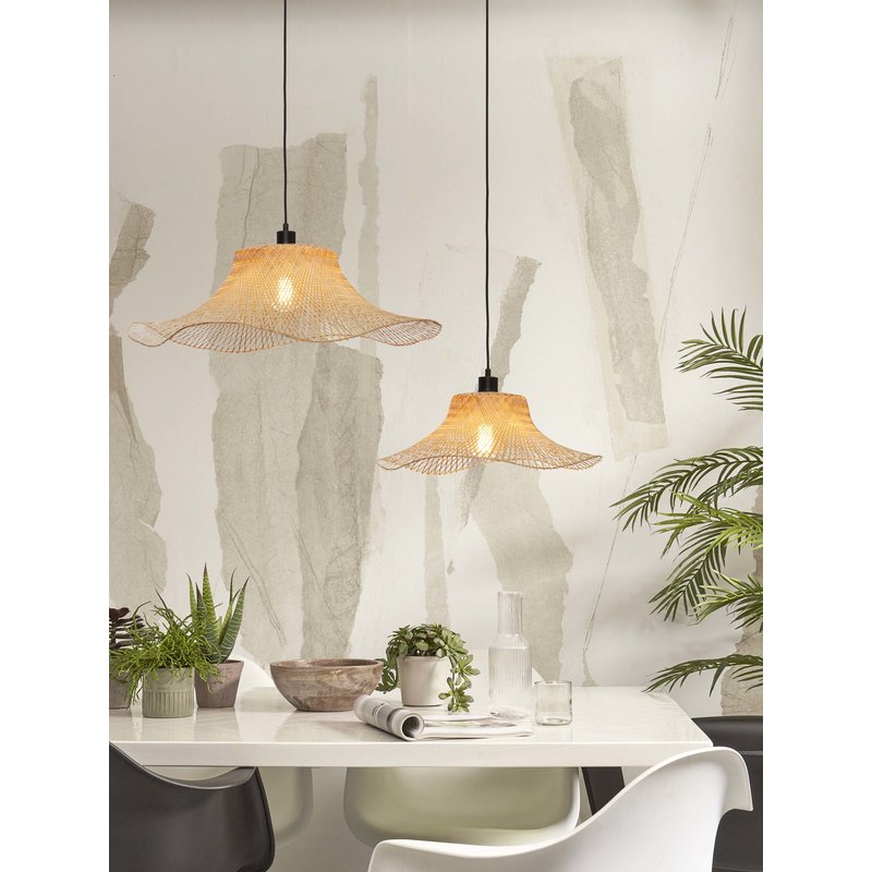 Good&Mojo-collectie Hanging lamp Ibiza bamboo wavy dia.50xh.15cm natural. S