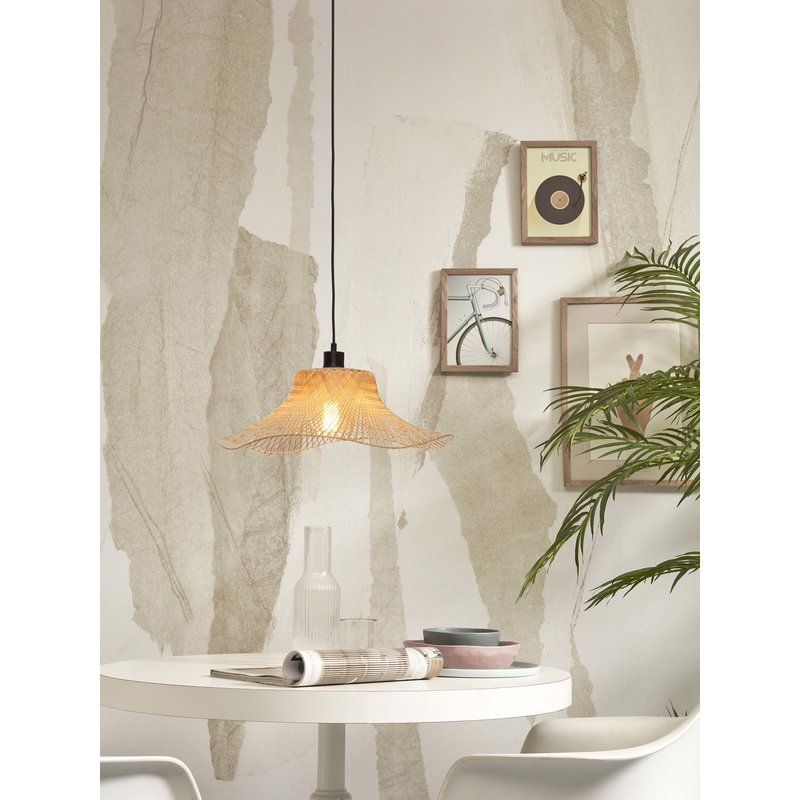 Good&Mojo-collectie Hanging lamp Ibiza bamboo wavy dia.50xh.15cm natural. S