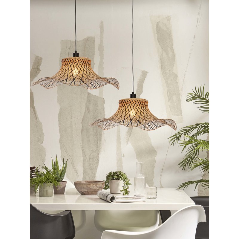 Good&Mojo-collectie Hanging lamp Ibiza bamboo wavy dia.65xh.20cm bl/natural. L