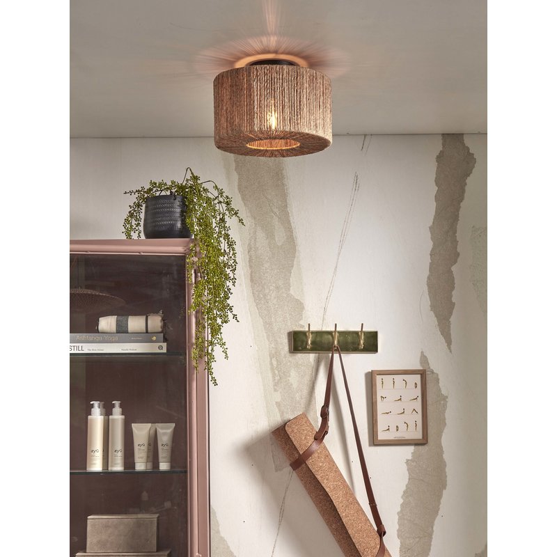 Good&Mojo-collectie Ceiling lamp Iguazu jute round/straight S dia.30xh.16cm. natural