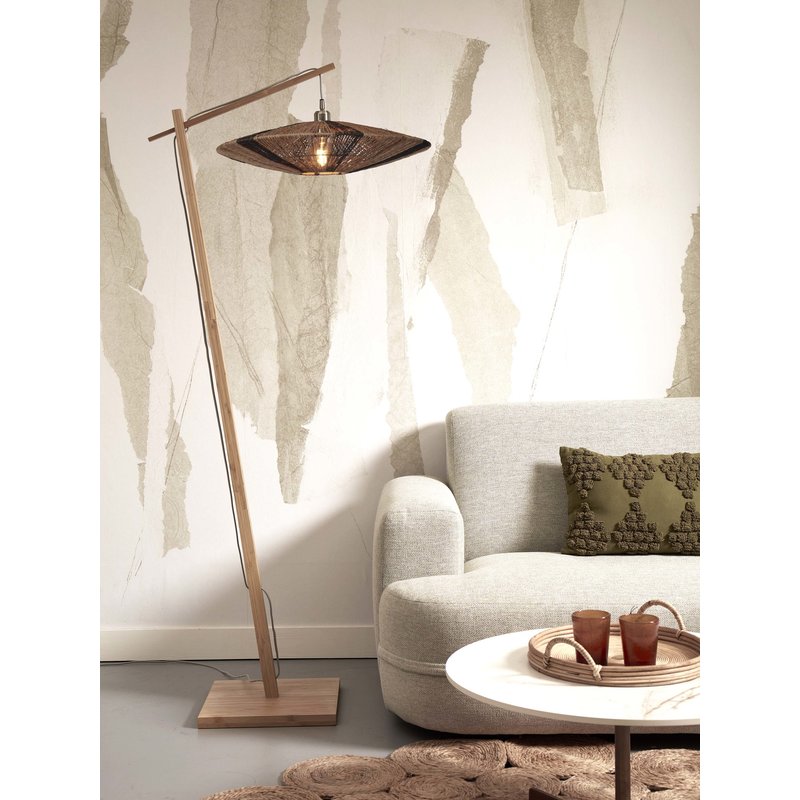 Good&Mojo-collectie Vloerlamp Iguazu naturel bamboe en jute zwart/naturel L