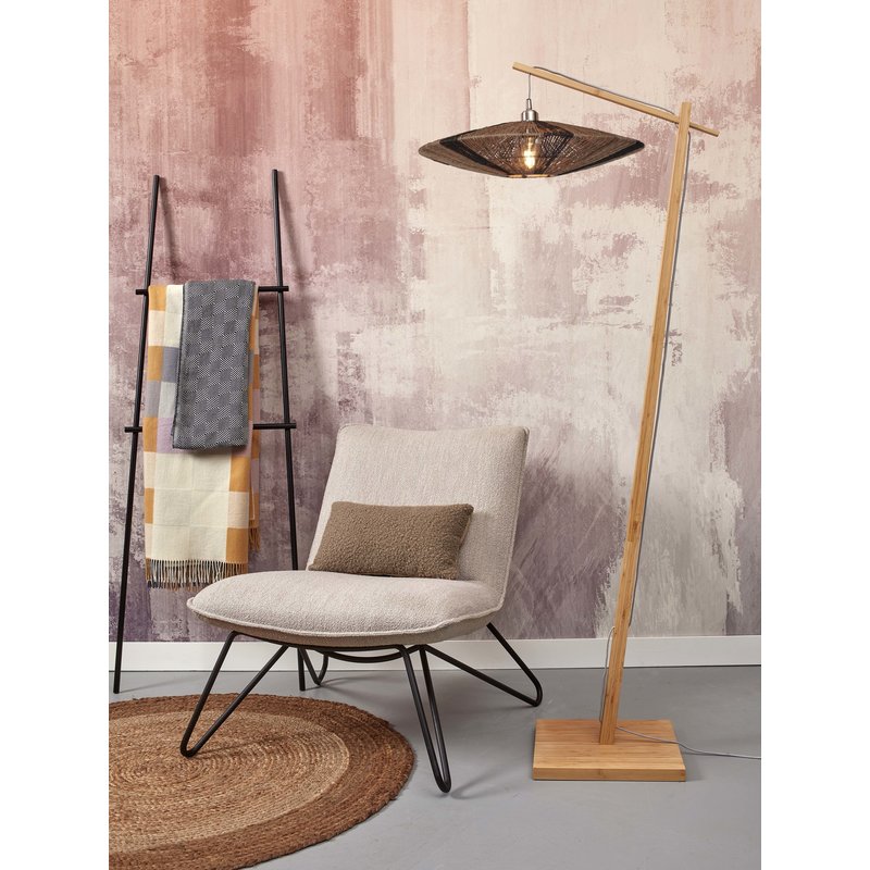 Good&Mojo-collectie Vloerlamp Iguazu naturel bamboe en jute zwart/naturel L