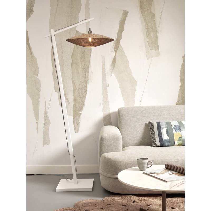 Good&Mojo-collectie Floor lamp Iguazu L bamboo white h.176cm/shade 55x14cm jute. nat.